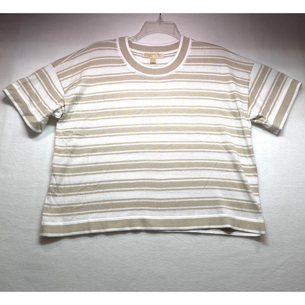 Michael Kors Women's Relaxed Fit Dune Stripe Soft‎ Knit Top XL NWT $88 MSRP